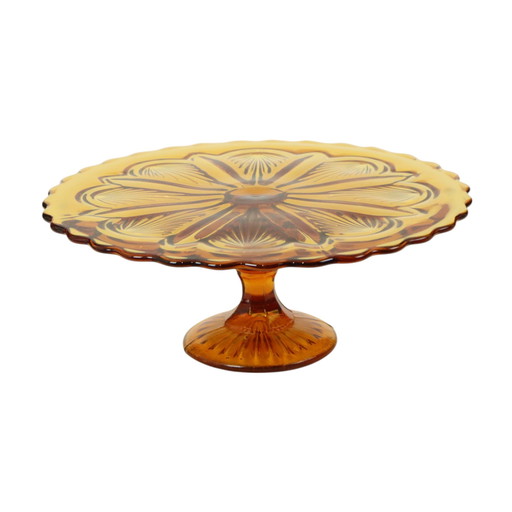 Art Deco Amber Cake Bowl