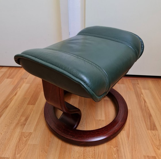 Image 1 of Pouf poggiapiedi vintage Stressless Ekornes verde