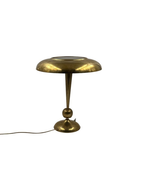Image 1 of Oscar Torlasco, model 143 messing tafel-/bureaulamp, Prod. Lumi, Italië jaren 50