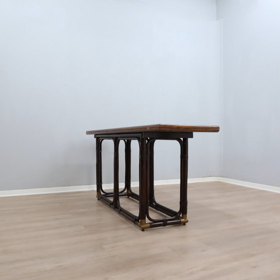 Tavolo da pranzo consolle convertibile McGuire in rattan e rovere anni '70 – Console, Wood (photo 3 of 15)
