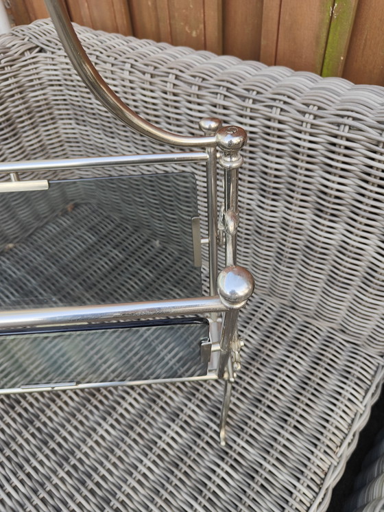 Image 1 of Vintage Magazine Rack of Brass and Glass Maison Bagues