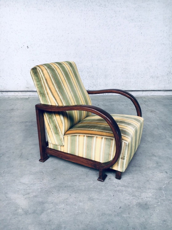 Image 1 of Art Deco Reclining Bentwood Armchair Lounge Chair Set 1930's