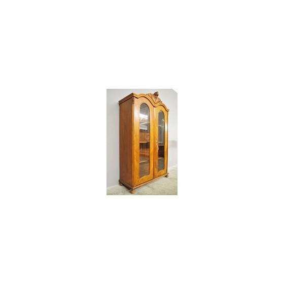 Image 1 of Vintage display cabinet in fir and carved walnut, Italy 1900