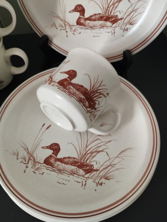 Image 1 of x5 Piccoli piatti e tazze vintage in gres CHURCHILL Ducks.