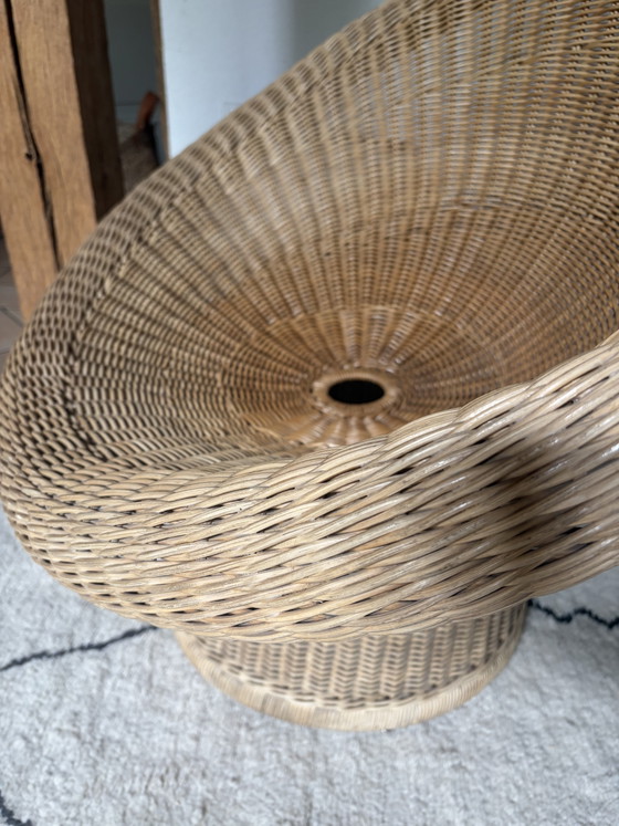 Sedia vintage in vimini Eiermann optics E10 – Egon Eiermann Von Murmann, Poltrone, Rattan, Wicker (photo 5 of 10)