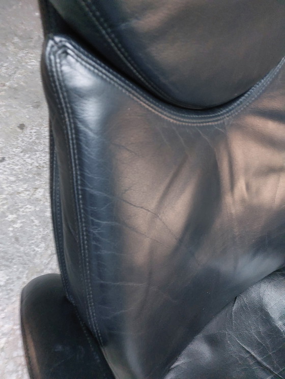 Image 1 of Black Leather Chrome Armchairs 80'