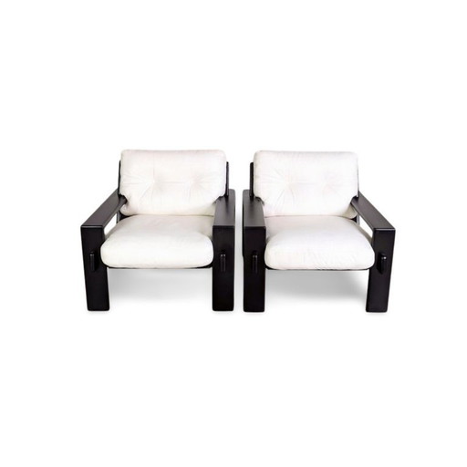 Set of 2 original armchairs Asko Finland Esko Pajamies leather armchair