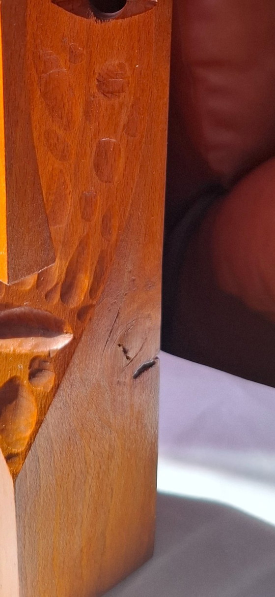 Image 1 of Handgeschnitzte Totem-Gesichtsskulptur aus Holz im Stil der Mitte des 20. Jahrhunderts (30 cm)