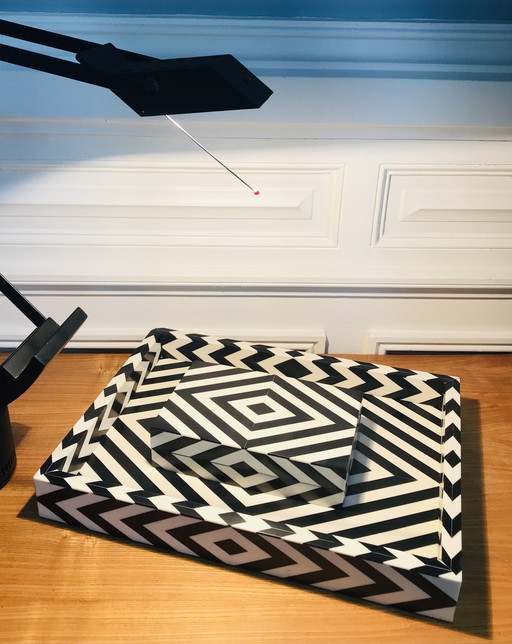 Geometric Pattern Tray and Box Set