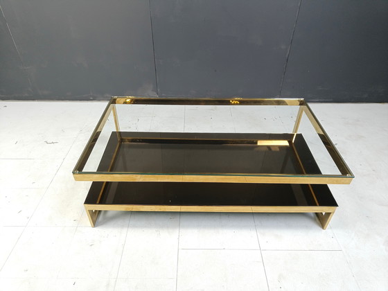 Image 1 of Table basse vintage à deux étages en belgochrome 23kt, 1970