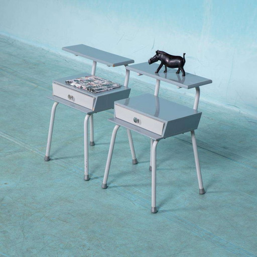 Set Vintage nightstands Auping 50s retro bedside tables