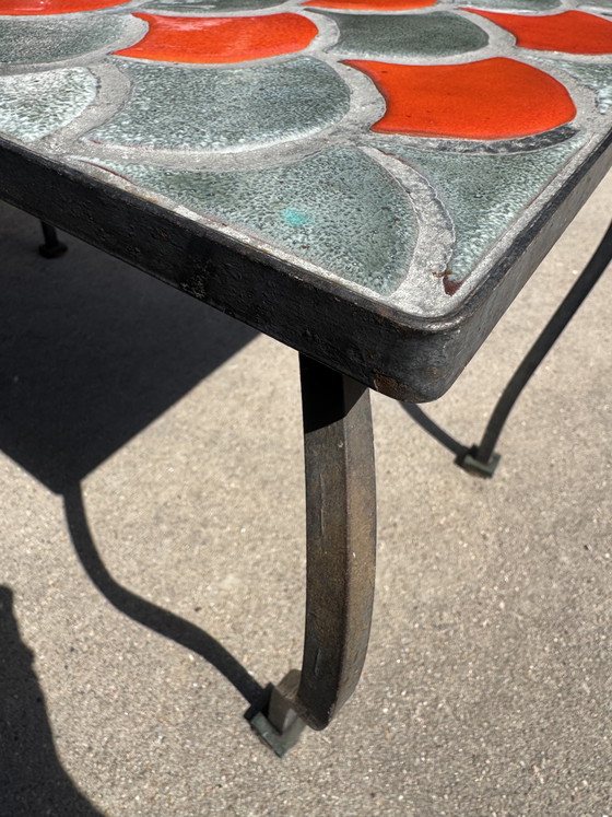 Image 1 of 1950s ceramic coffee table with scale pattern