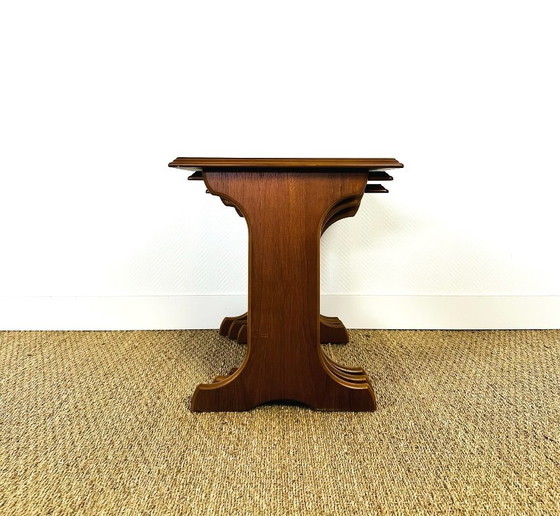 Image 1 of Set van 3 Scandinavische in elkaar passende salontafels van teakhout, 1960