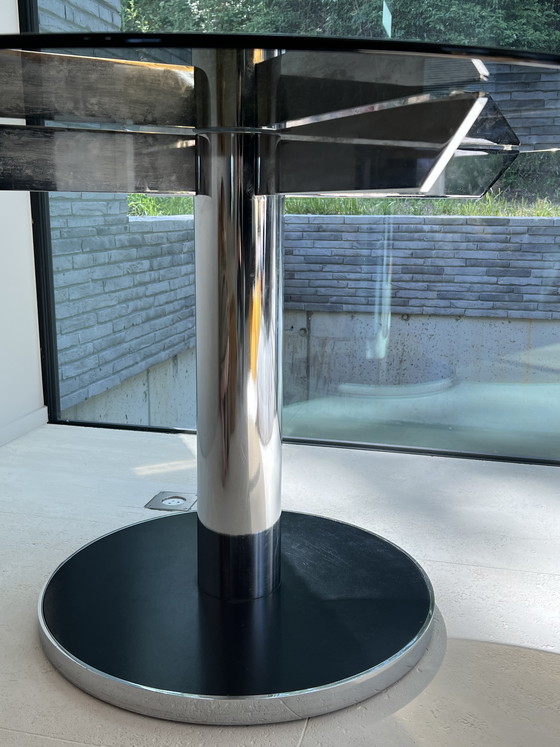 Image 1 of Mesa de diseño de cristal y cromo
