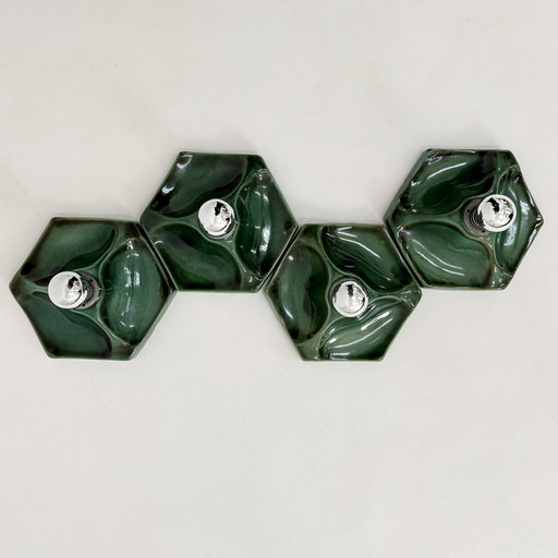 Ensemble de 4 lampes murales en céramique de style Mid-Century, 1970