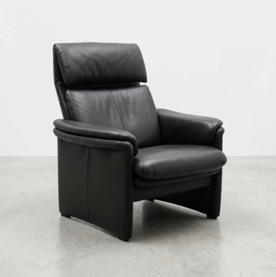 Image 1 of Ensemble Erpo Chalet en cuir – Canapé 3 places et fauteuil | Cuir véritable noir | Style classique design