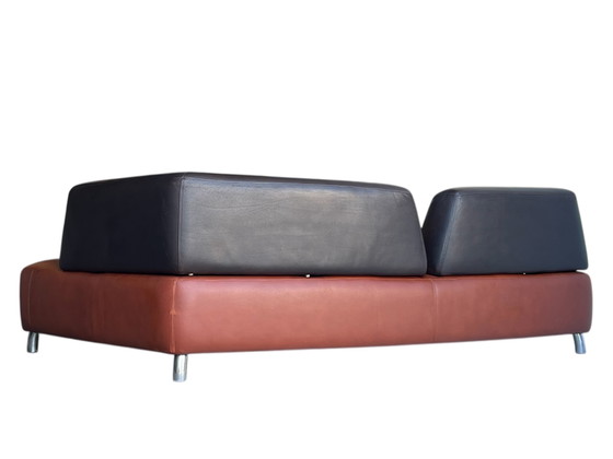 Image 1 of Cognac leren Leolux Archipel bank, postmodern ontwerp, Hugo de Ruiter