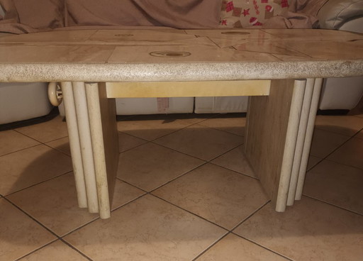 Rare Renato Zevi for FEDAM Coffee Table – 1970s Hollywood Regency – Adjustable Height