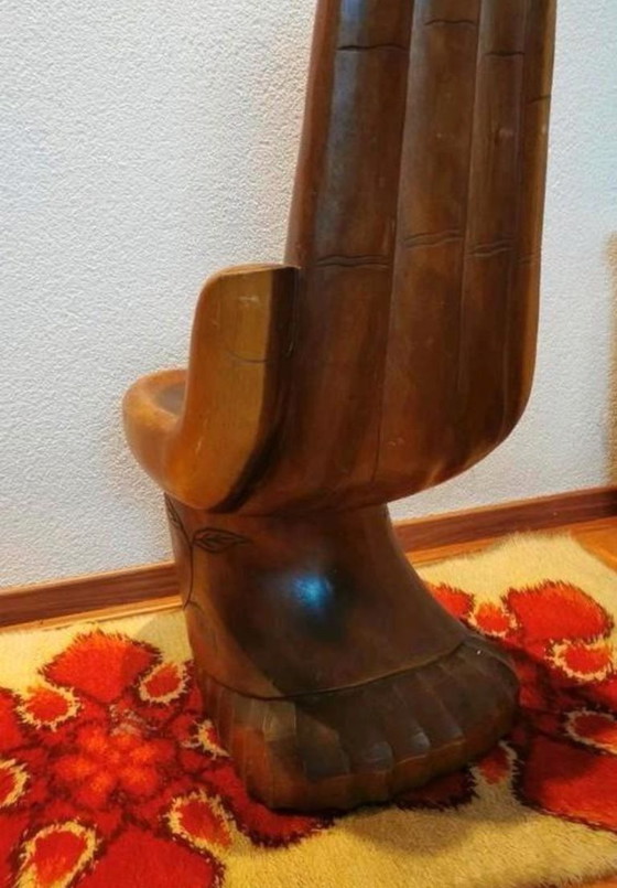 Image 1 of Chaise de méditation vintage style Bouddha, années 1970, en bois massif.