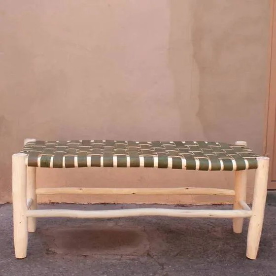 Tabouret et banc en cuir vert (photo 4 of 4)