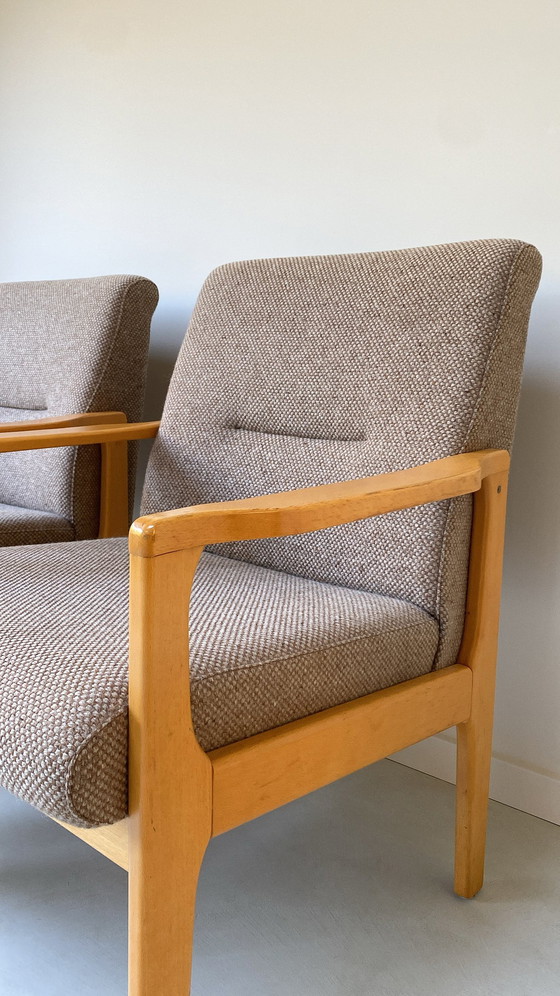 Image 1 of Coin salon vintage en bois / canapé et 2 fauteuils