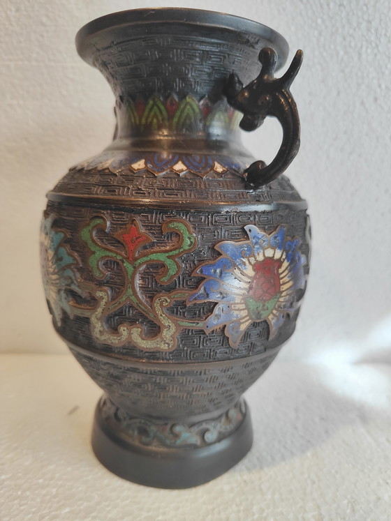 Image 1 of Aziatische cloisonné bronzen vaas
