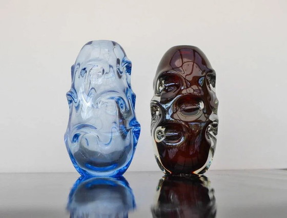 Image 1 of Vase vintage en cristal moderne bleu pâle par Börne Augustsson pour Åseda