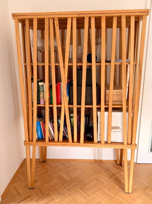 Exklusiver Porro „Mikado“ Design-Vitrinenschrank mit Originalrechnung – wandkast, Wood