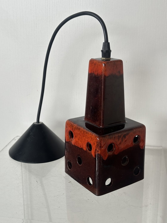 Image 1 of Vintage space age hanglamp retro oranje lava keramiek