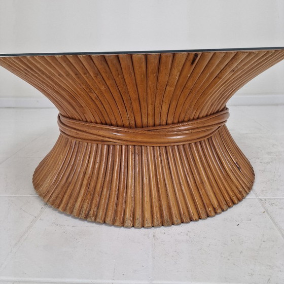 Image 1 of Sheaf of Wheat Bamboo Coffee Table by McGuire, USA, circa 1970