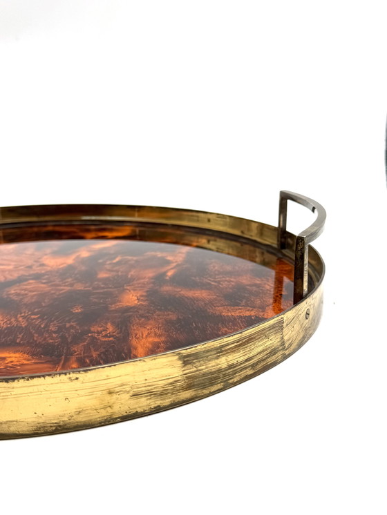 Image 1 of Hollywood Regency Rundes Tablett, Italien 1970er