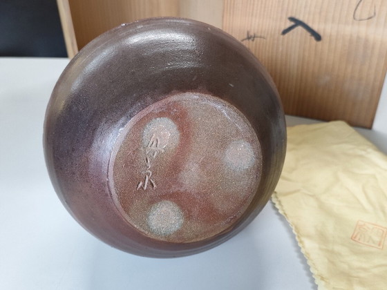 Image 1 of Vintage Japanse keramiek Tamba Tachikui Ware vaas van pottenbakker Keiichi Shimizu