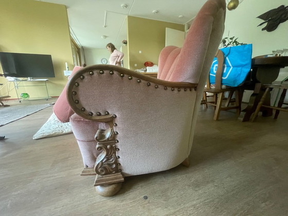 Image 1 of Set van 4 Art Deco fauteuils (ca. 1920-1950) | Opnieuw bekleed met roze fluweel