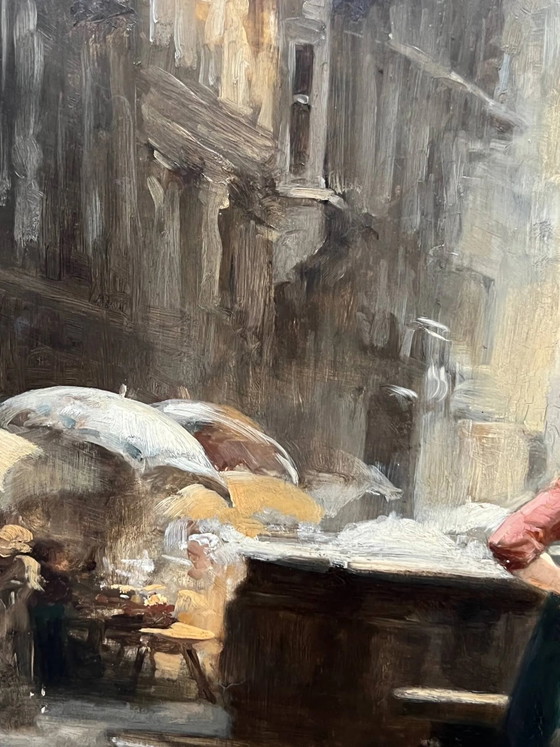 Painting "Girls at the fountain". – Paintings & Drawings, Wood (photo 5 of 8)