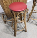 Bar vintage en bambou et deux tabourets