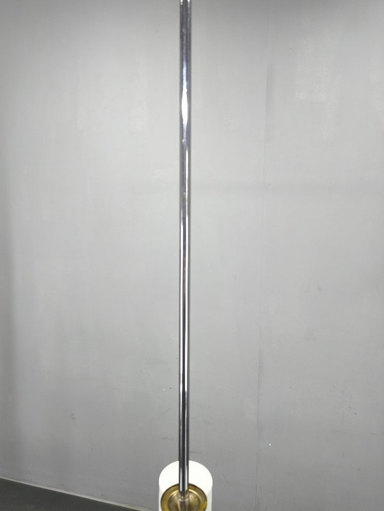 Image 1 of Tschechoslowakischer Art-Deco-Kronleuchter aus Messing und Chrom mit Opalglas, 1930er Jahre