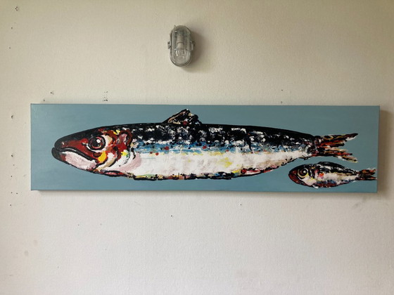 Painting of mother and child fish – Paintings & Drawings, Canvas, Aluminium (photo 4 of 5)