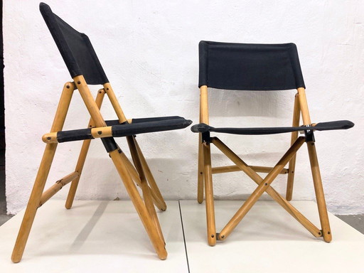 2 Faltstühle Klappstühle Navy Design Sergio Asti für Zanotta 60er Jahre
