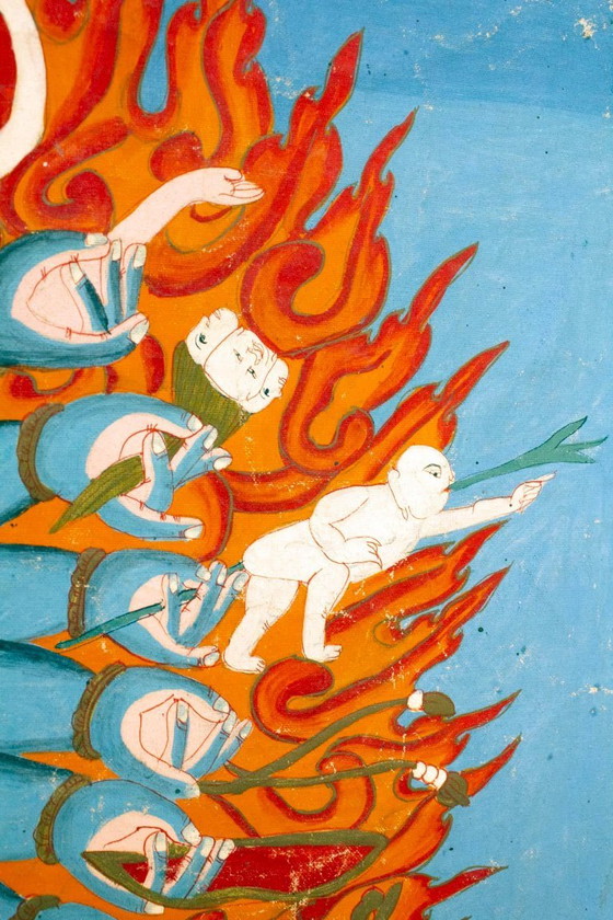 Image 1 of Antique Tibetan Buddhist Thangka/Vajrabhairava Cloth 1800-1900