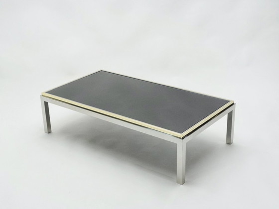 Image 1 of Grande Table Basse Chrome Laiton Flaminia par Willy Rizzo 1970
