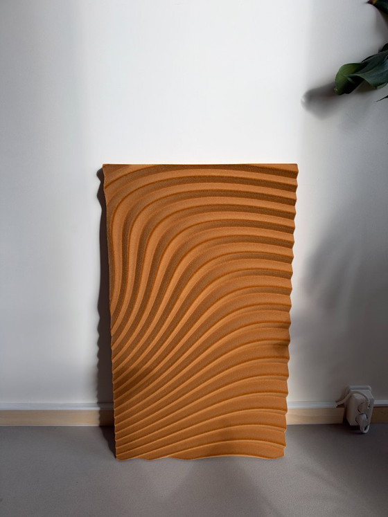 Arno Hoogland – Wave Flock Ochre | Sculptural Wall Art – Sculpture, Velvet, Wood (photo 11 of 14)