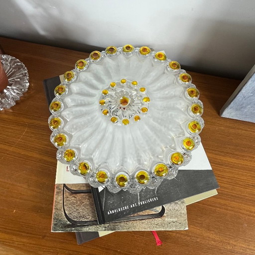 Round Glass Wall or Ceiling Light, Murano or Limburg Type
