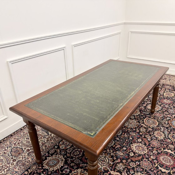Klassiek Engels Schrijftafel Bureau – Leather, Wood (photo 10 of 14)