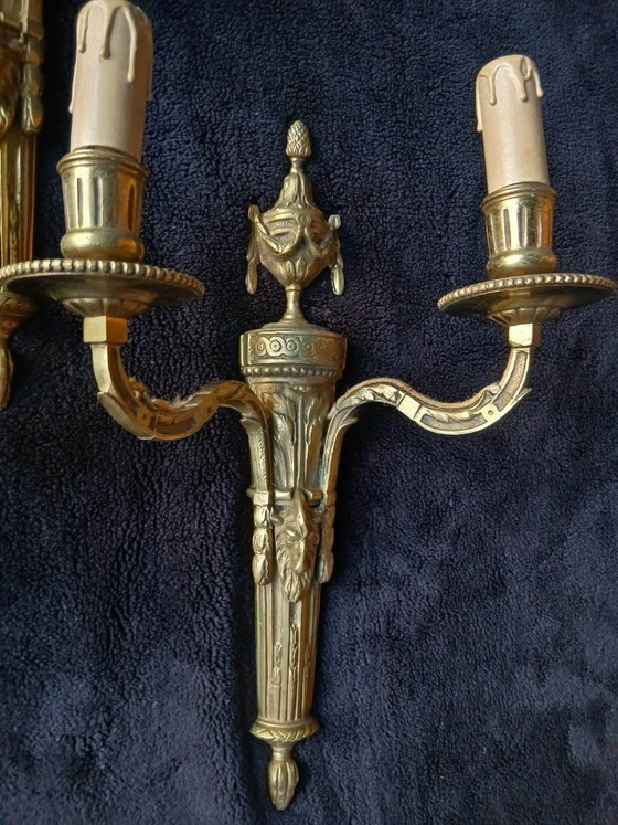 Image 1 of Bronze wall lights in the Louis XVI, Empire, and Neoclassical styles