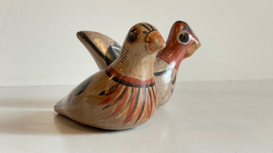 Image 1 of Couple Bird Ceramic Handmade Mexico Vintage