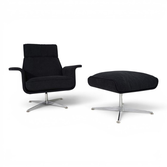 Image 1 of Sillón reclinable Kaufeld Siesta 62 con otomana, diseñado por Jacques Brule en 1960.