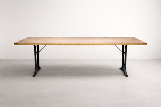 Dining table with oak top and cast iron base, Reclaim Studio, Wood, Brown, Rustic (photo 3 of 7)