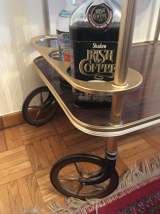 Image 1 of messing dienwagen met formica blad - Italiaanse stijl