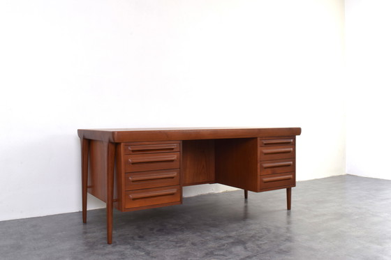 Image 1 of Danish Teak Freestanding Desk by Ib Kofod-Larsen for Faarup Møbelfabrik, 1960s