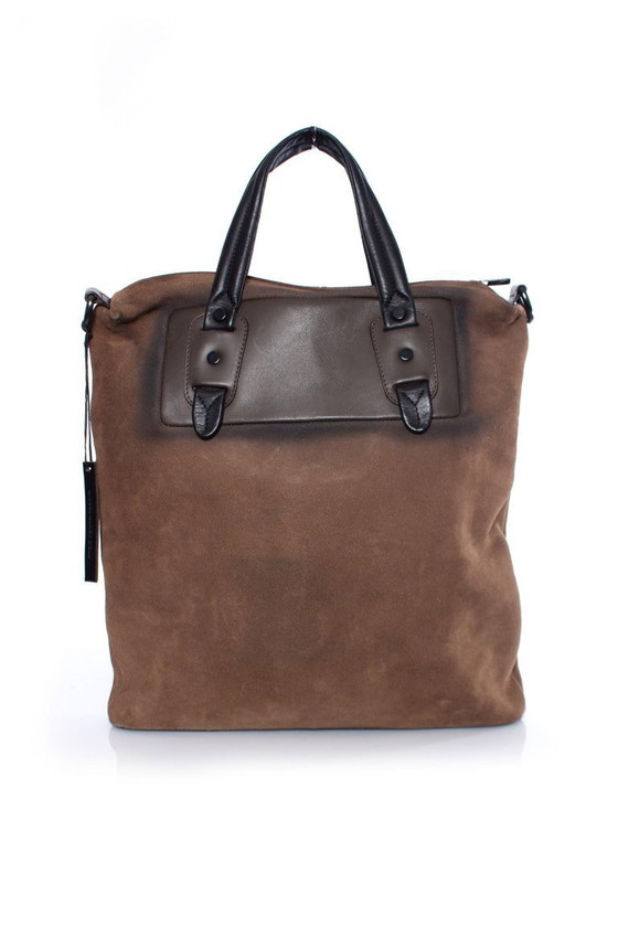 Image 1 of Borsa Diesel Black Gold in pelle scamosciata marrone con tracolla.